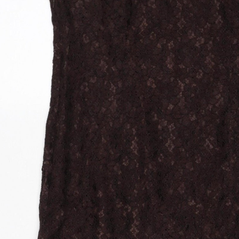 Wallis Women’s Brown Lace Beaded Floral Sheath Dress UK 16
