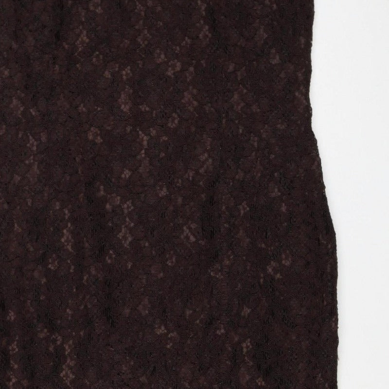 Wallis Women’s Brown Lace Beaded Floral Sheath Dress UK 16
