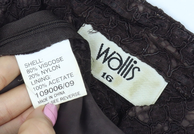Wallis Women’s Brown Lace Beaded Floral Sheath Dress UK 16