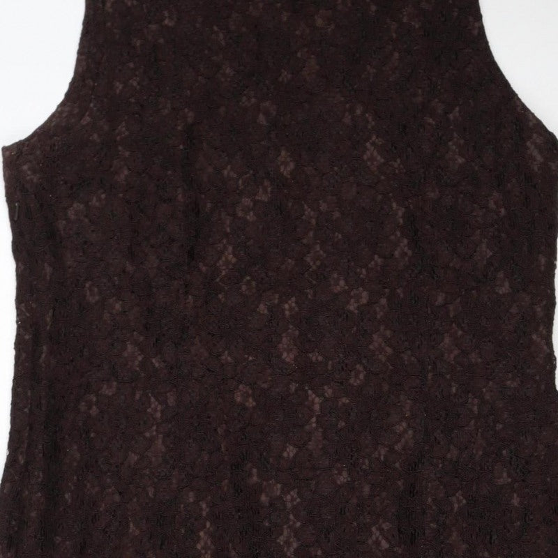 Wallis Women’s Brown Lace Beaded Floral Sheath Dress UK 16