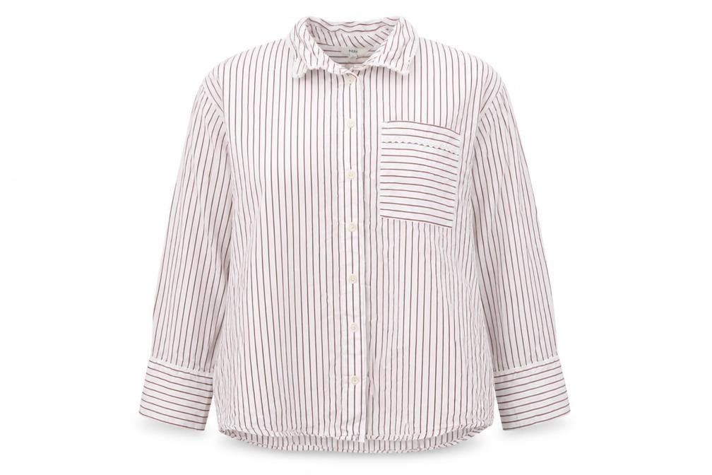 Marks and Spencer Women White Red Striped Lace Collar Button-Up Blouse UK 20