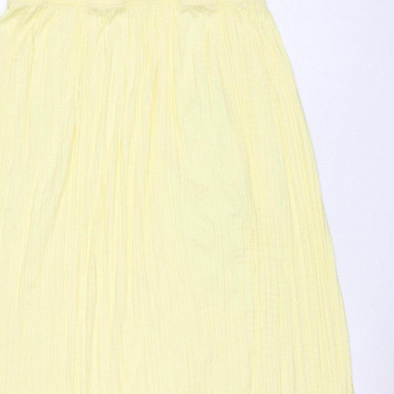 M&S Women Yellow Size 18 Maxi Skirt Lightweight Crinkle Summer