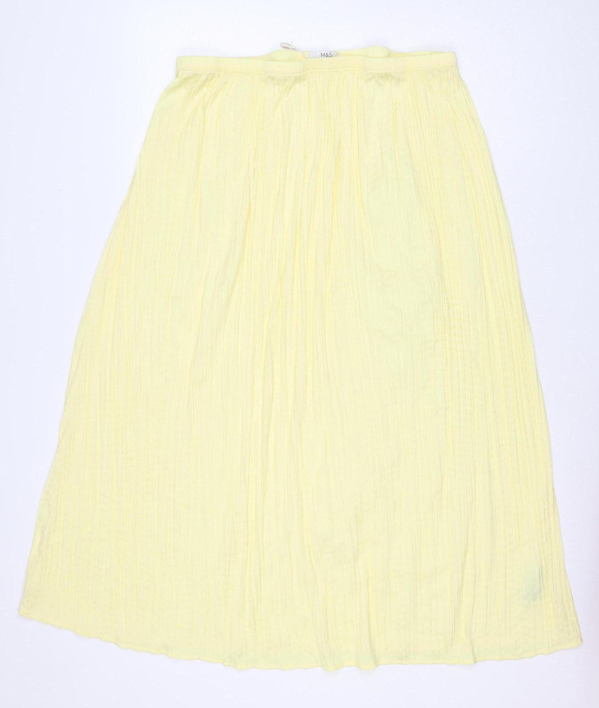 M&S Women Yellow Size 18 Maxi Skirt Lightweight Crinkle Summer