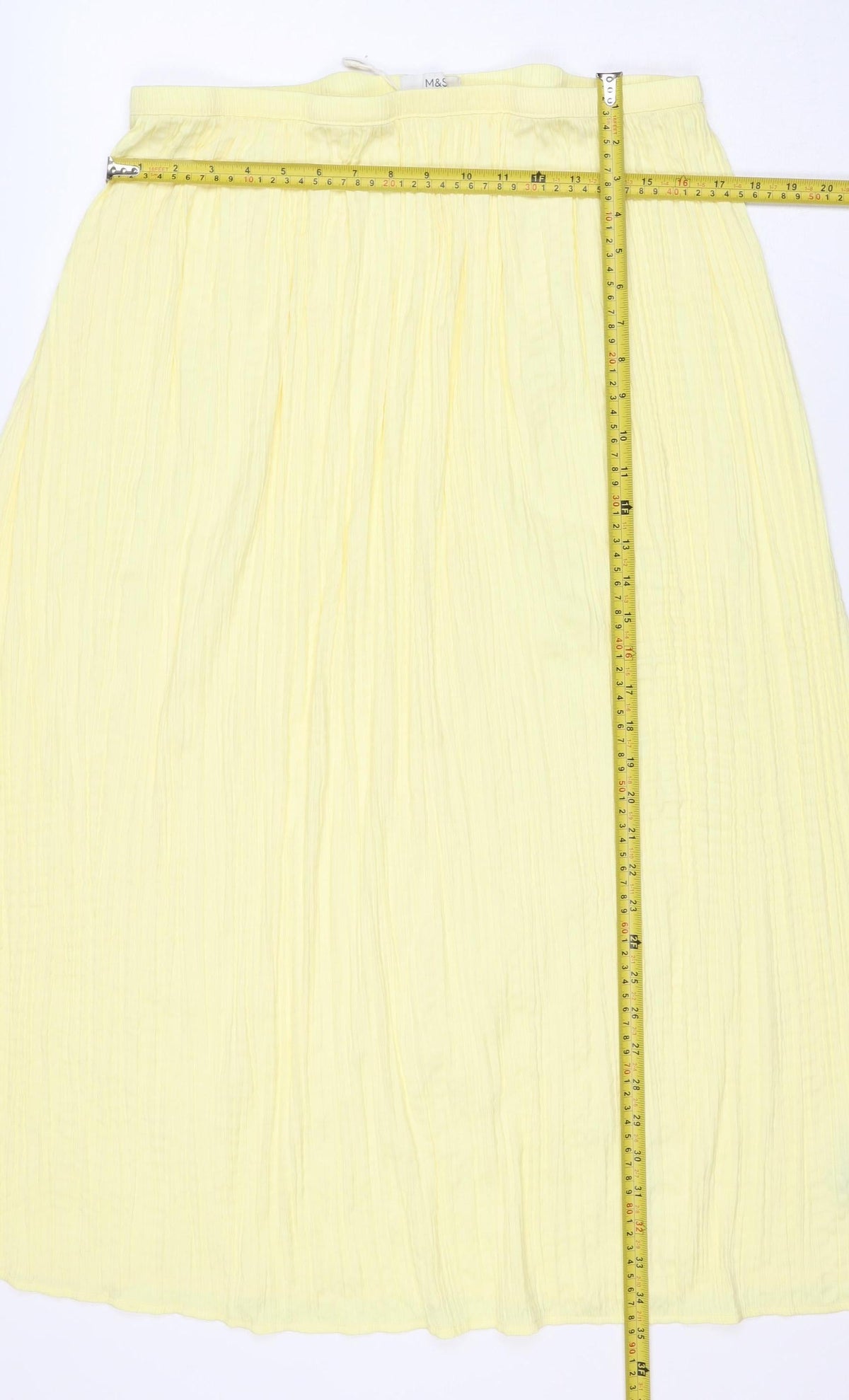 M&S Women Yellow Size 18 Maxi Skirt Lightweight Crinkle Summer