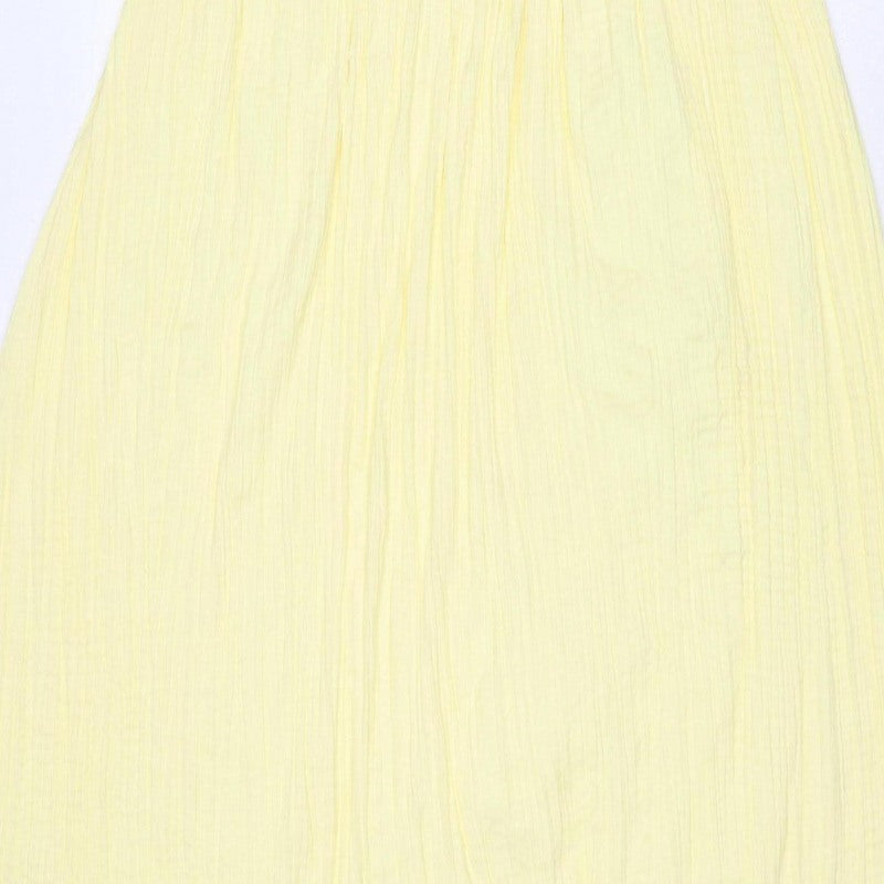 M&S Women Yellow Size 18 Maxi Skirt Lightweight Crinkle Summer