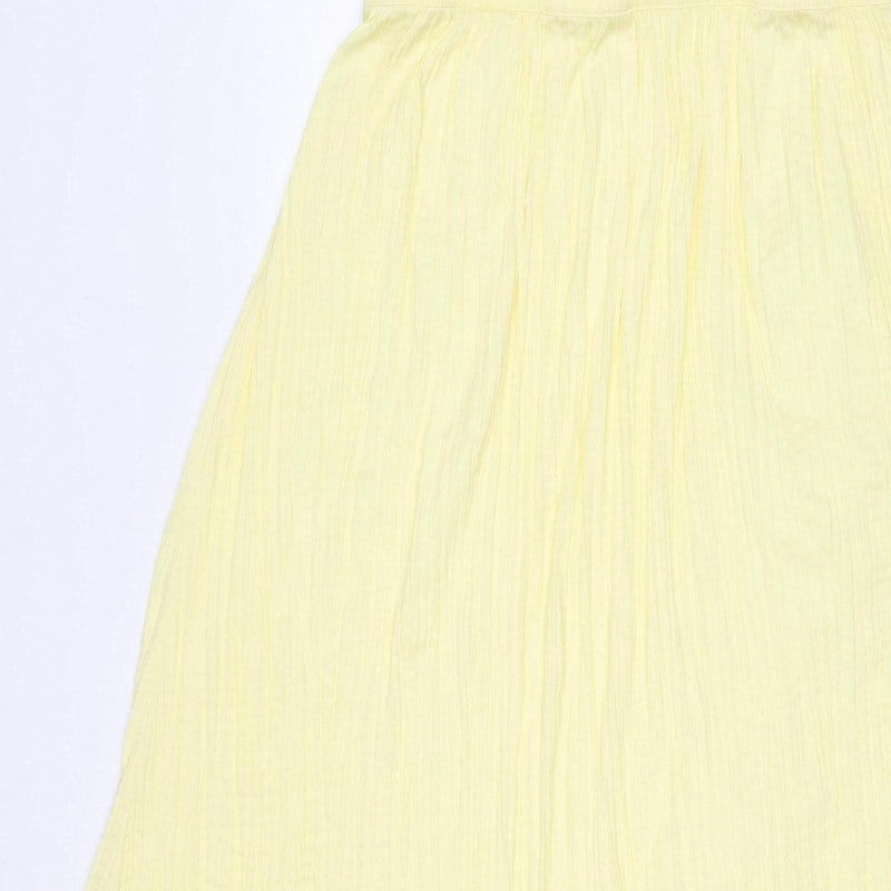 M&S Women Yellow Size 18 Maxi Skirt Lightweight Crinkle Summer