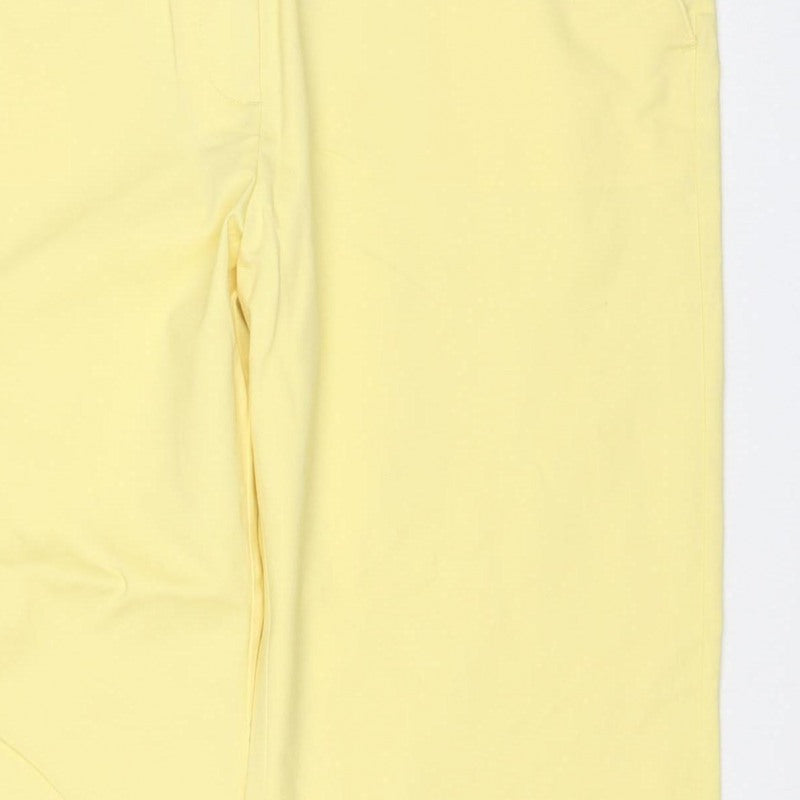 Marks and Spencer Women Yellow Size 16 Regular Straight Cotton Trousers