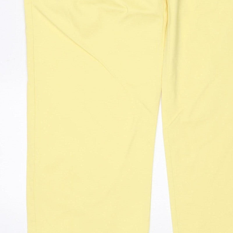 Marks and Spencer Women Yellow Size 16 Regular Straight Cotton Trousers