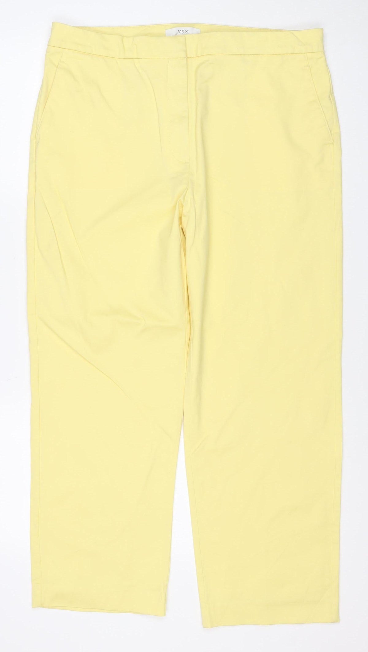 Marks and Spencer Women Yellow Size 16 Regular Straight Cotton Trousers