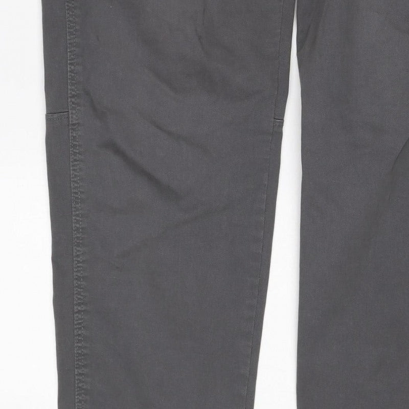Bershka Men Grey S Cotton Stretch Cargo Trousers Drawstring