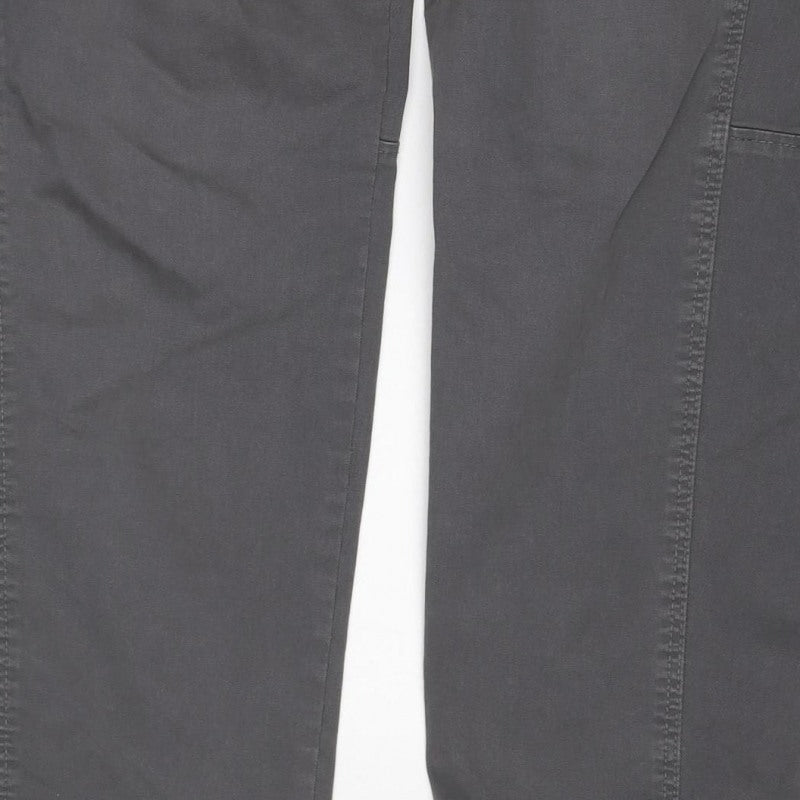 Bershka Men Grey S Cotton Stretch Cargo Trousers Drawstring