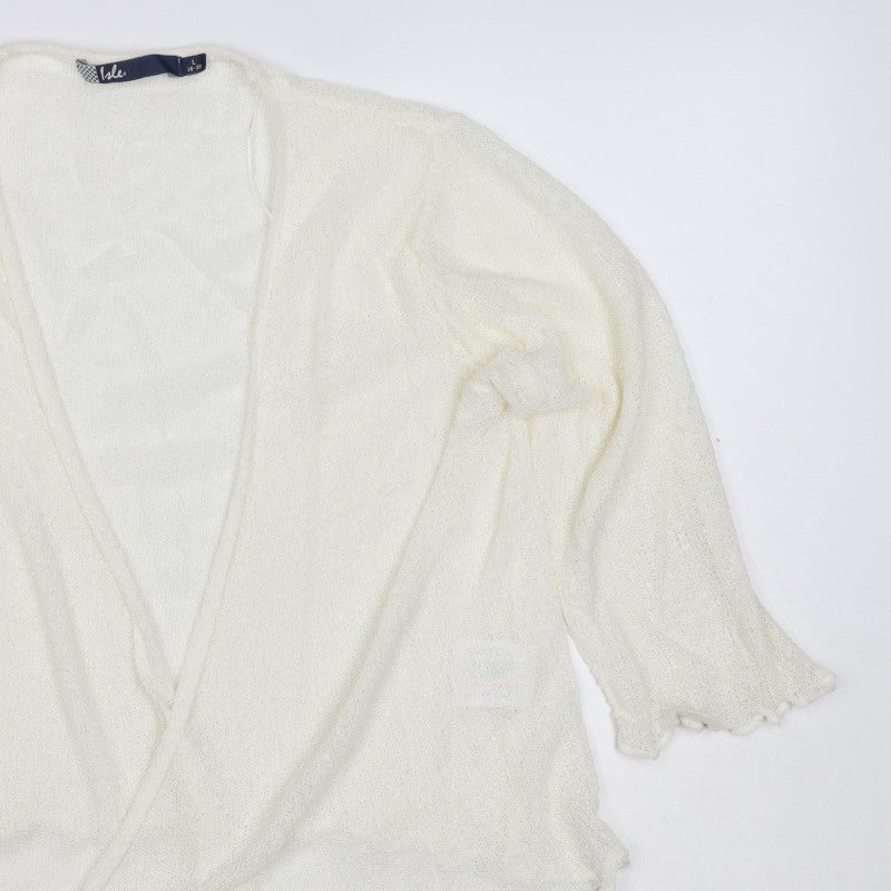 Isle Women’s Ivory Open Knit Mohair Cardigan Size 20