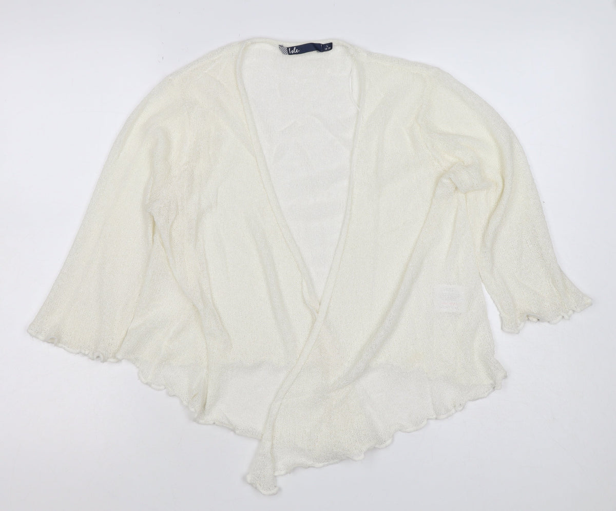 Isle Women’s Ivory Open Knit Mohair Cardigan Size 20