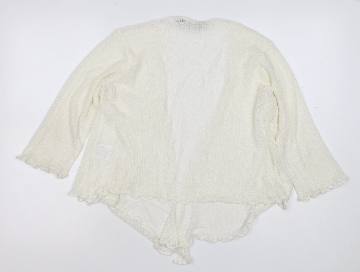 Isle Women’s Ivory Open Knit Mohair Cardigan Size 20