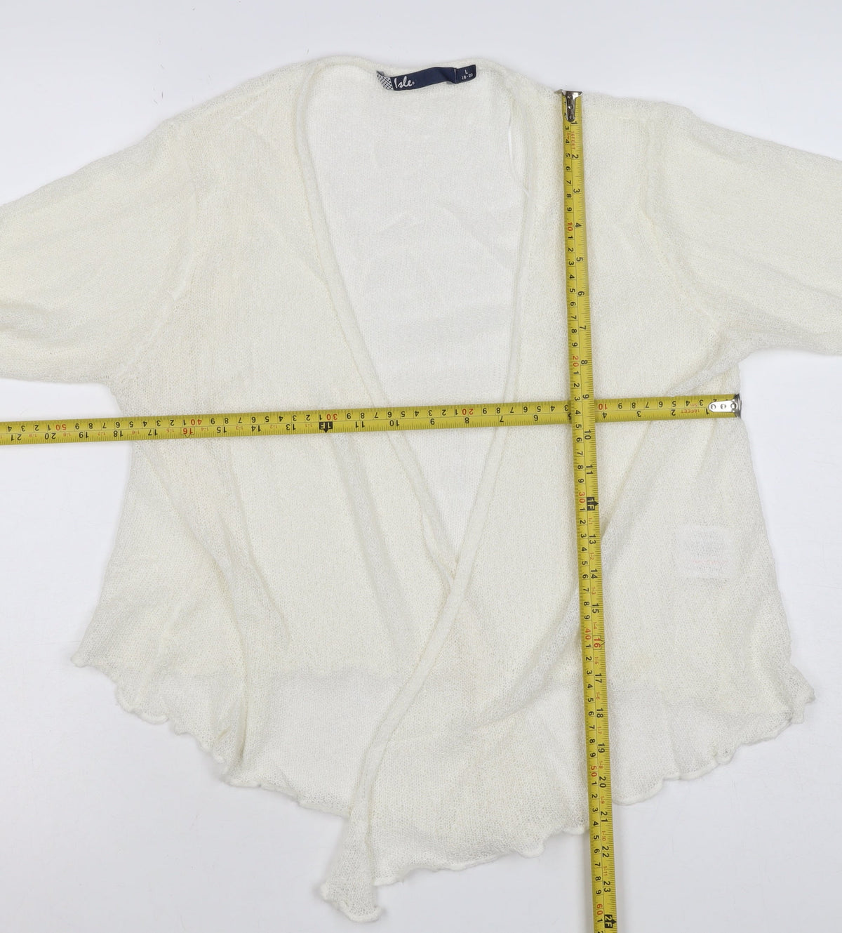 Isle Women’s Ivory Open Knit Mohair Cardigan Size 20