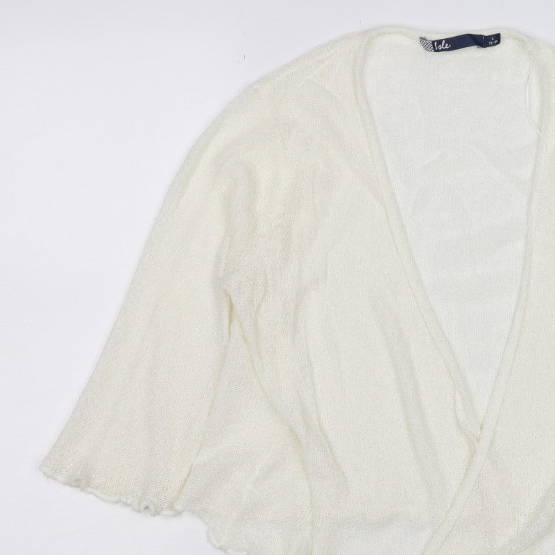 Isle Women’s Ivory Open Knit Mohair Cardigan Size 20