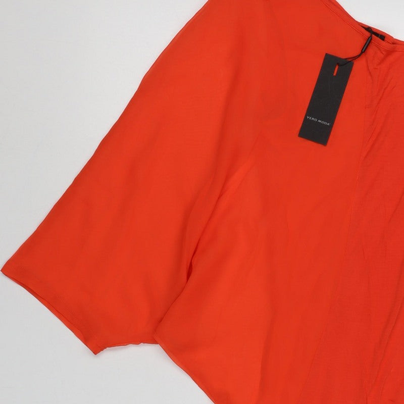 Vero Moda Women’s Orange M Basic Dolman Short Sleeve Blouse