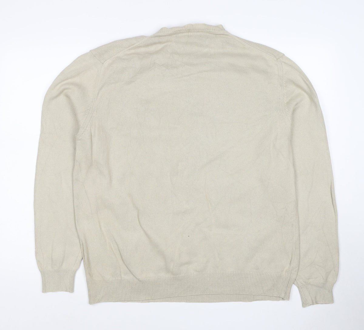 Marlboro Classics Men’s Beige Cotton Crew Neck Logo Jumper L