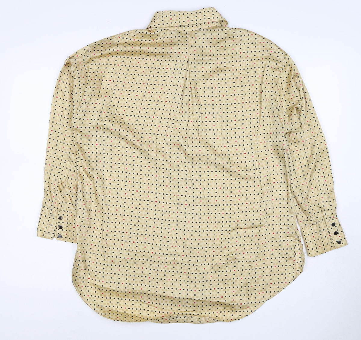 Zara Basic Women Beige UK 12 Geometric Long Sleeve Button-Up Tunic Shirt