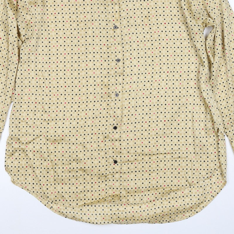 Zara Basic Women Beige UK 12 Geometric Long Sleeve Button-Up Tunic Shirt