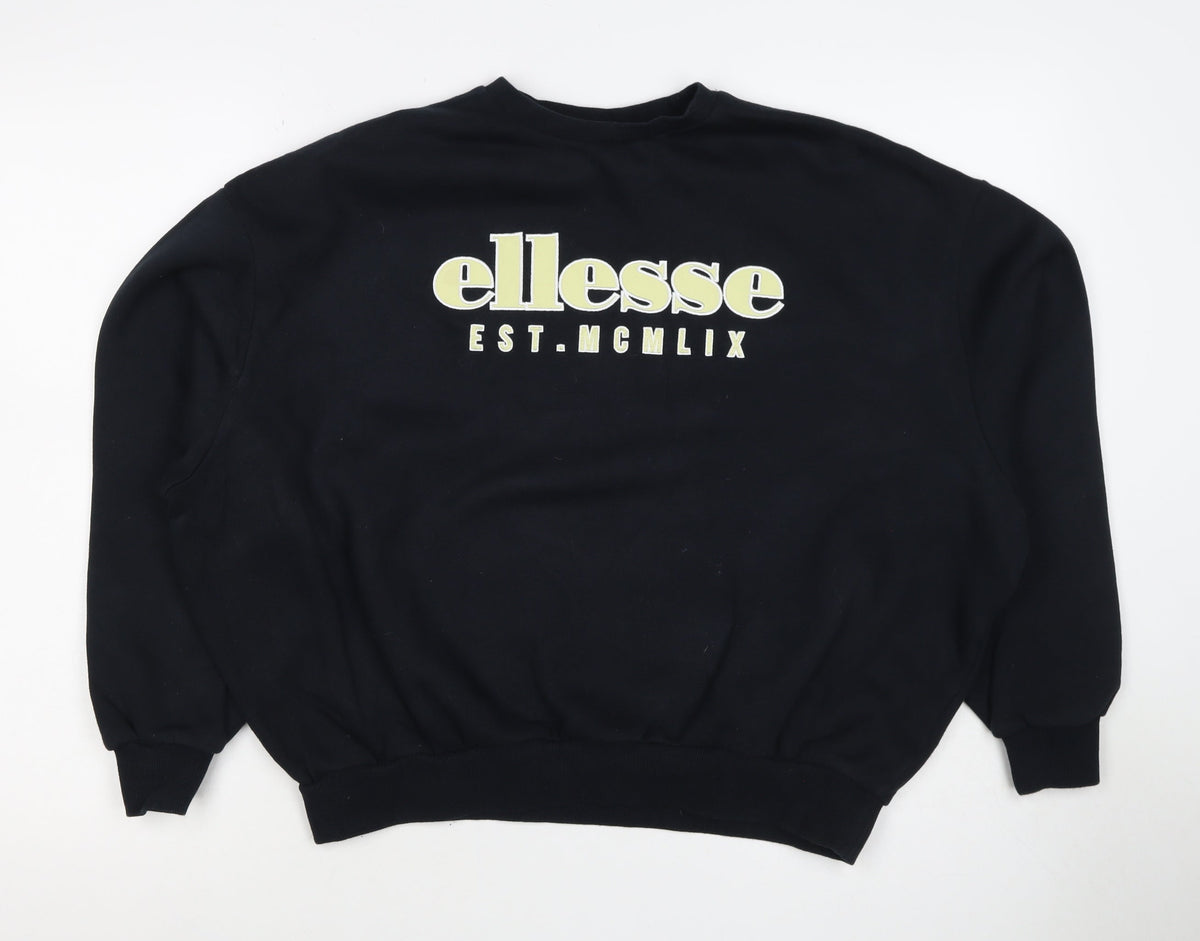 Ellesse Women’s Black UK 10 Logo Graphic Pullover Sweatshirt