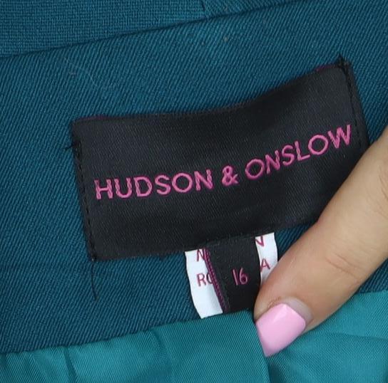Hudson & Onslow Women’s Green Size 16 One Button Shawl Lapel Blazer