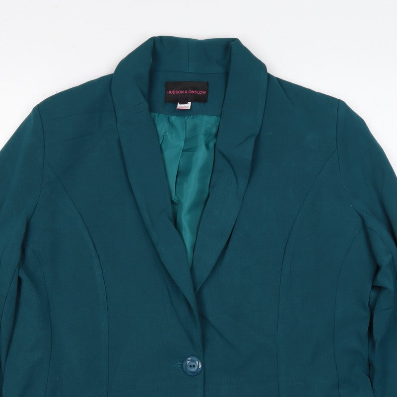 Hudson & Onslow Women’s Green Size 16 One Button Shawl Lapel Blazer