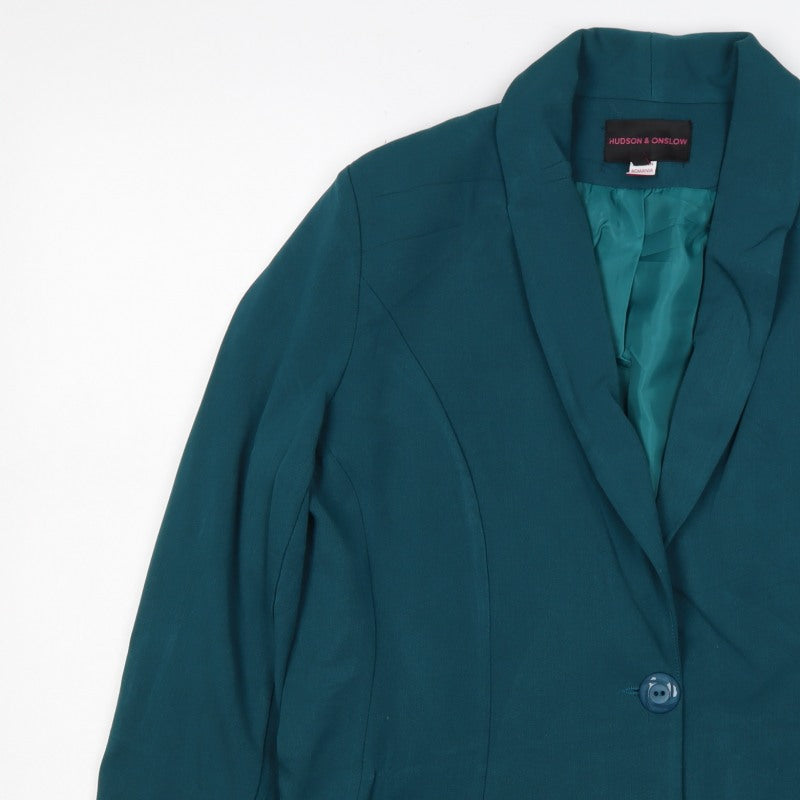 Hudson & Onslow Women’s Green Size 16 One Button Shawl Lapel Blazer