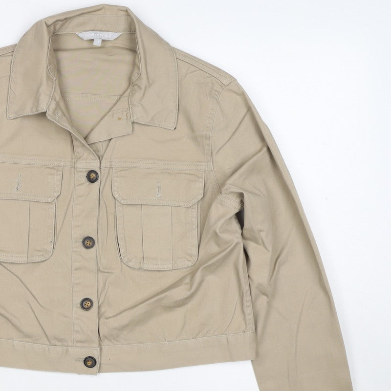 Red Herring Women’s Beige UK 12 Cropped Military Cotton Jacket