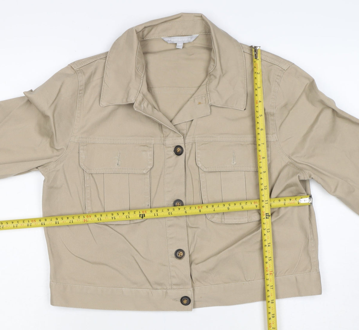 Red Herring Women’s Beige UK 12 Cropped Military Cotton Jacket