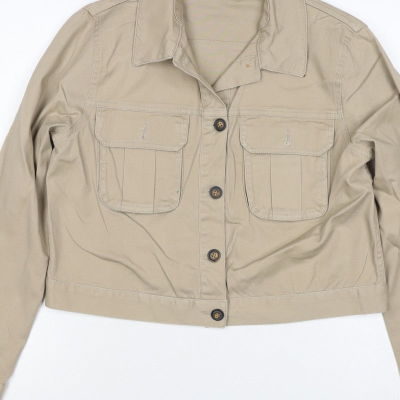Red Herring Women’s Beige UK 12 Cropped Military Cotton Jacket