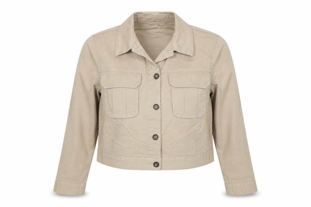 Red Herring Women’s Beige UK 12 Cropped Military Cotton Jacket