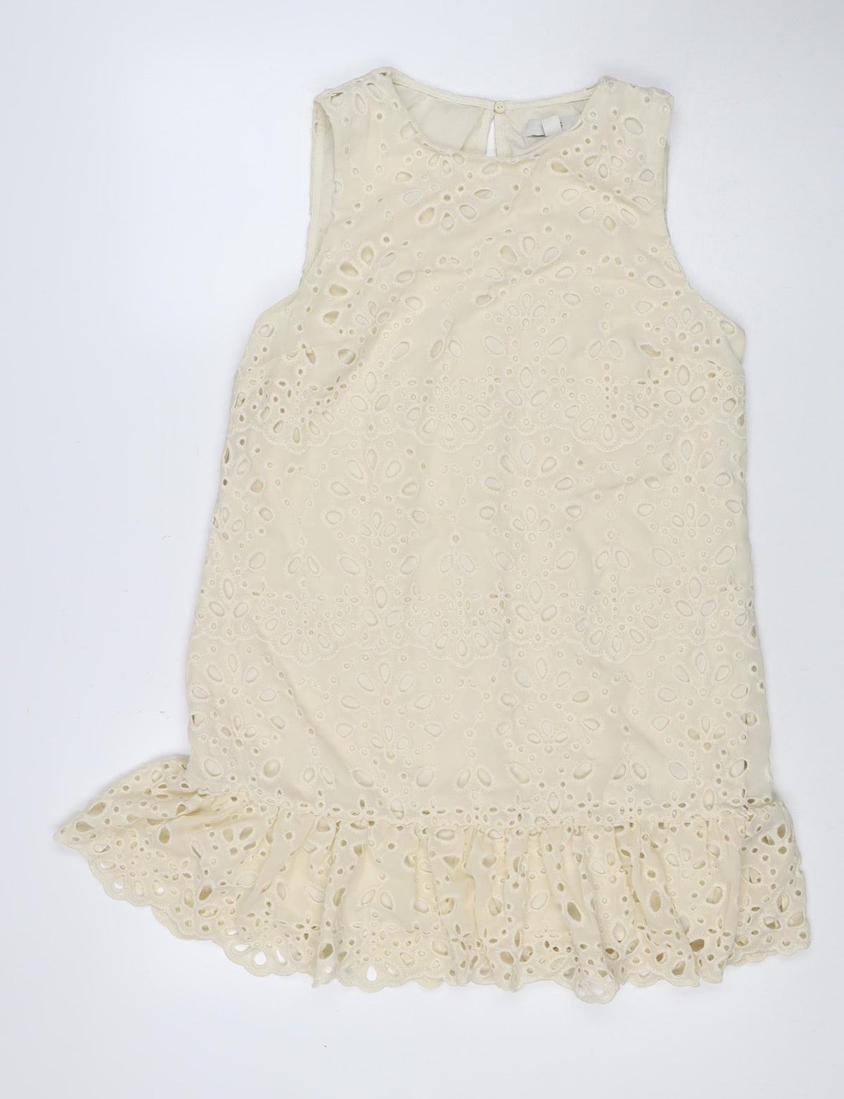 M&S Womens Ivory Size 12 Midi Shift Dress Floral Ruffle Wedding