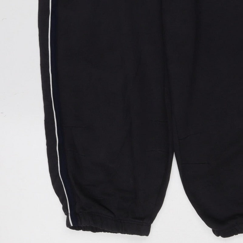 lets frans Women Black S Jogger Track Pants Cotton Side Stripe
