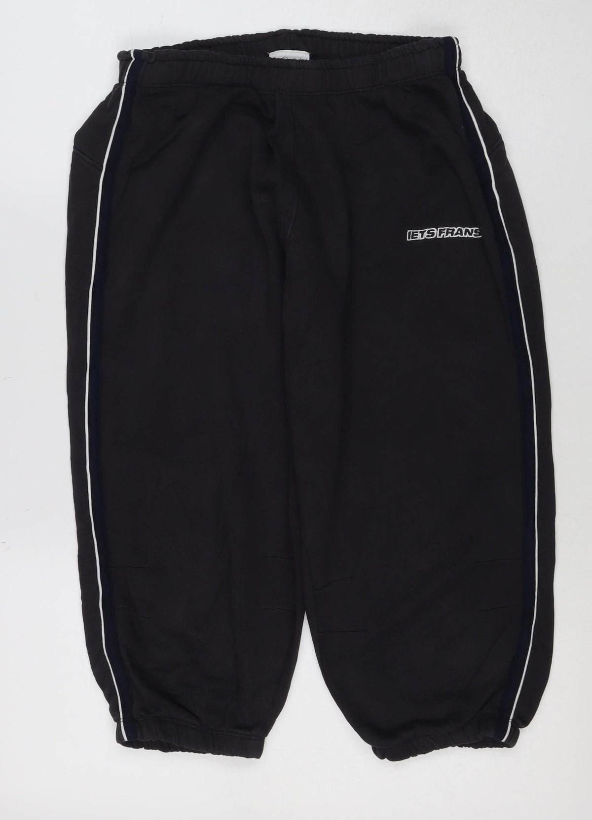 lets frans Women Black S Jogger Track Pants Cotton Side Stripe