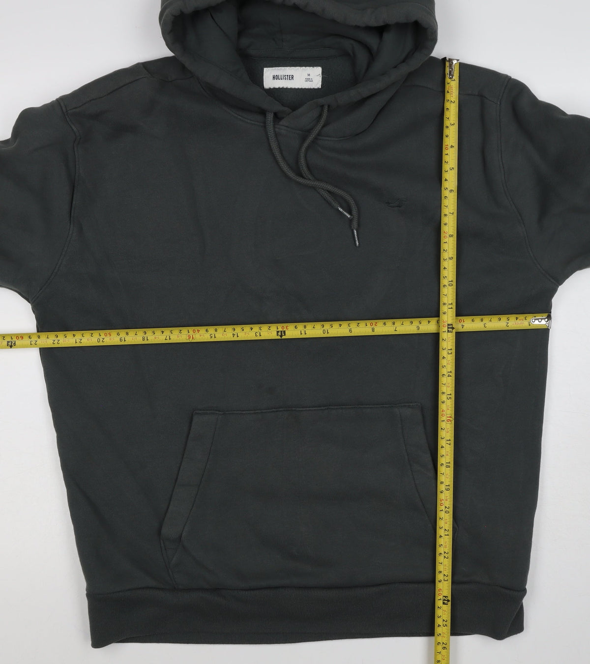 Hollister Men's Black M Pullover Hoodie Logo Fleece Kangaroo Pocket