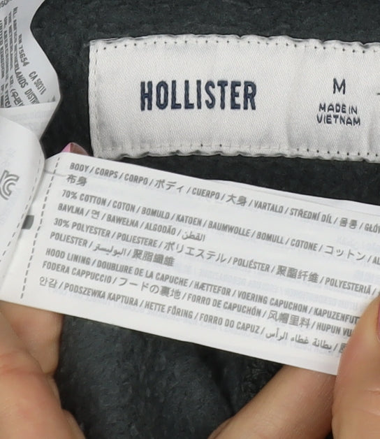 Hollister Men's Black M Pullover Hoodie Logo Fleece Kangaroo Pocket