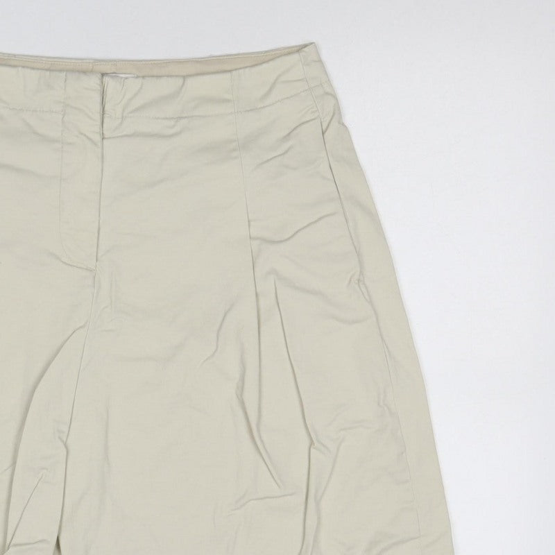 Marks and Spencer Women Beige Size 14 Cotton Stretch Bermuda Shorts