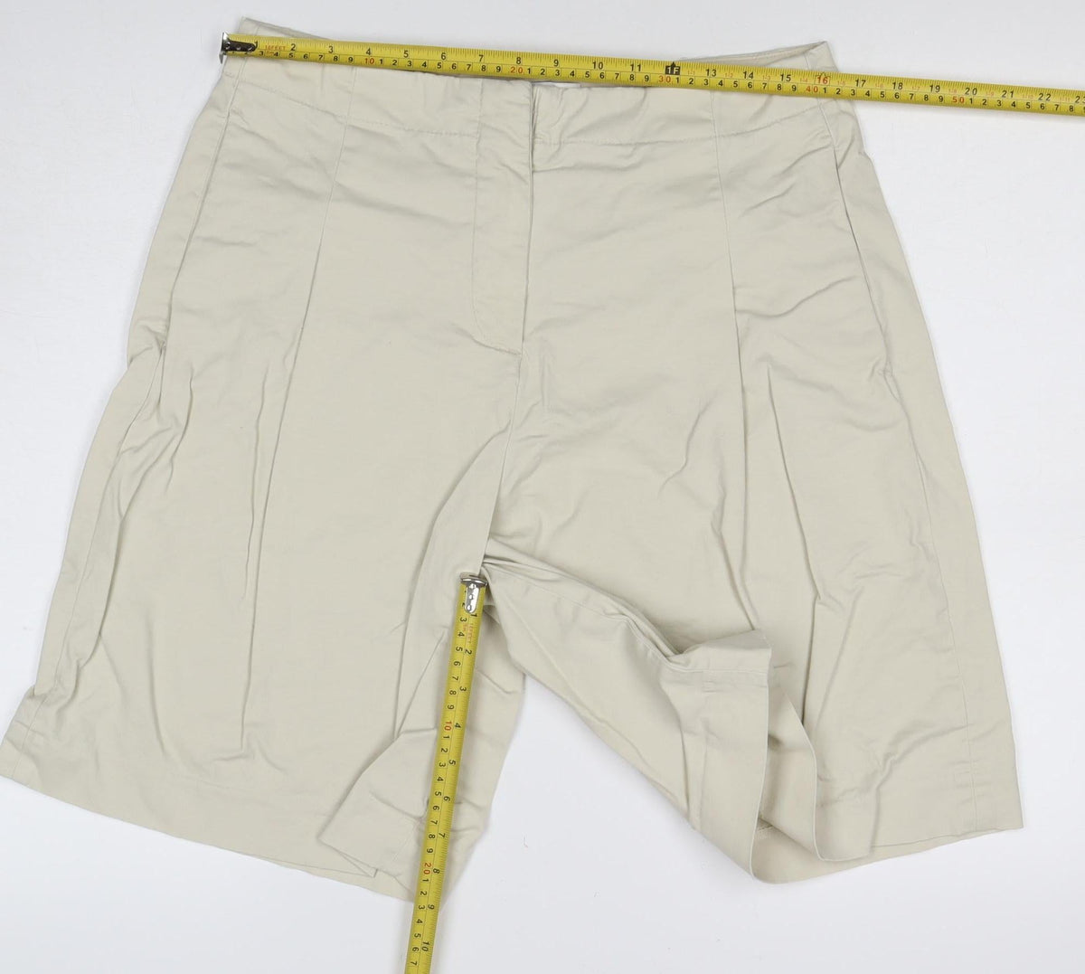 Marks and Spencer Women Beige Size 14 Cotton Stretch Bermuda Shorts