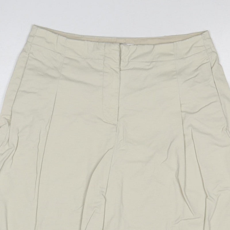 Marks and Spencer Women Beige Size 14 Cotton Stretch Bermuda Shorts