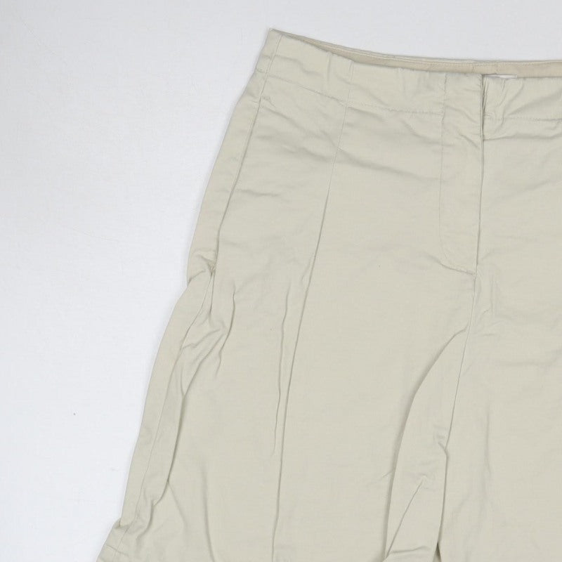 Marks and Spencer Women Beige Size 14 Cotton Stretch Bermuda Shorts