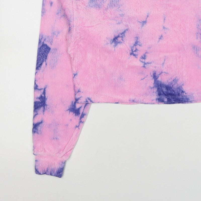 Bershka Women’s Pink Purple Tie-Dye Cropped Pullover Sweatshirt Size S