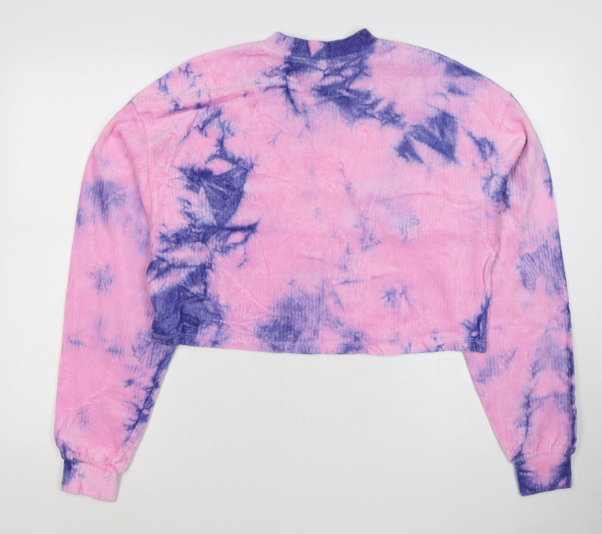 Bershka Women’s Pink Purple Tie-Dye Cropped Pullover Sweatshirt Size S