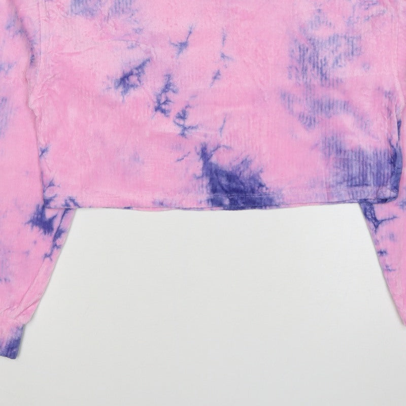 Bershka Women’s Pink Purple Tie-Dye Cropped Pullover Sweatshirt Size S