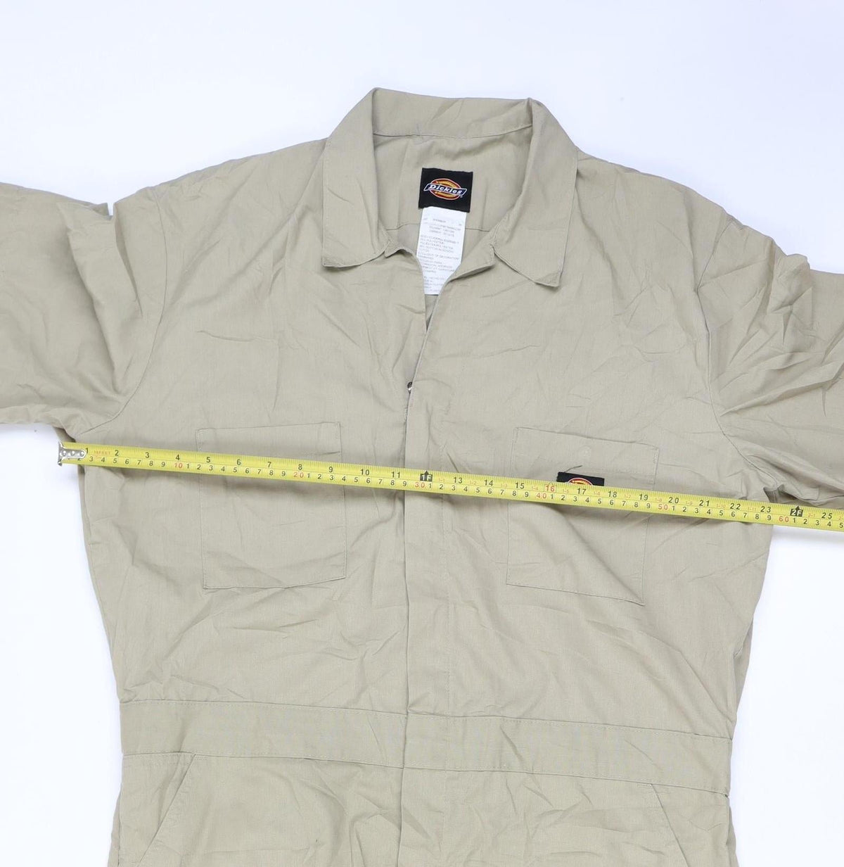 Dickies Men’s Beige L Workwear Coverall Dungarees Logo Zip