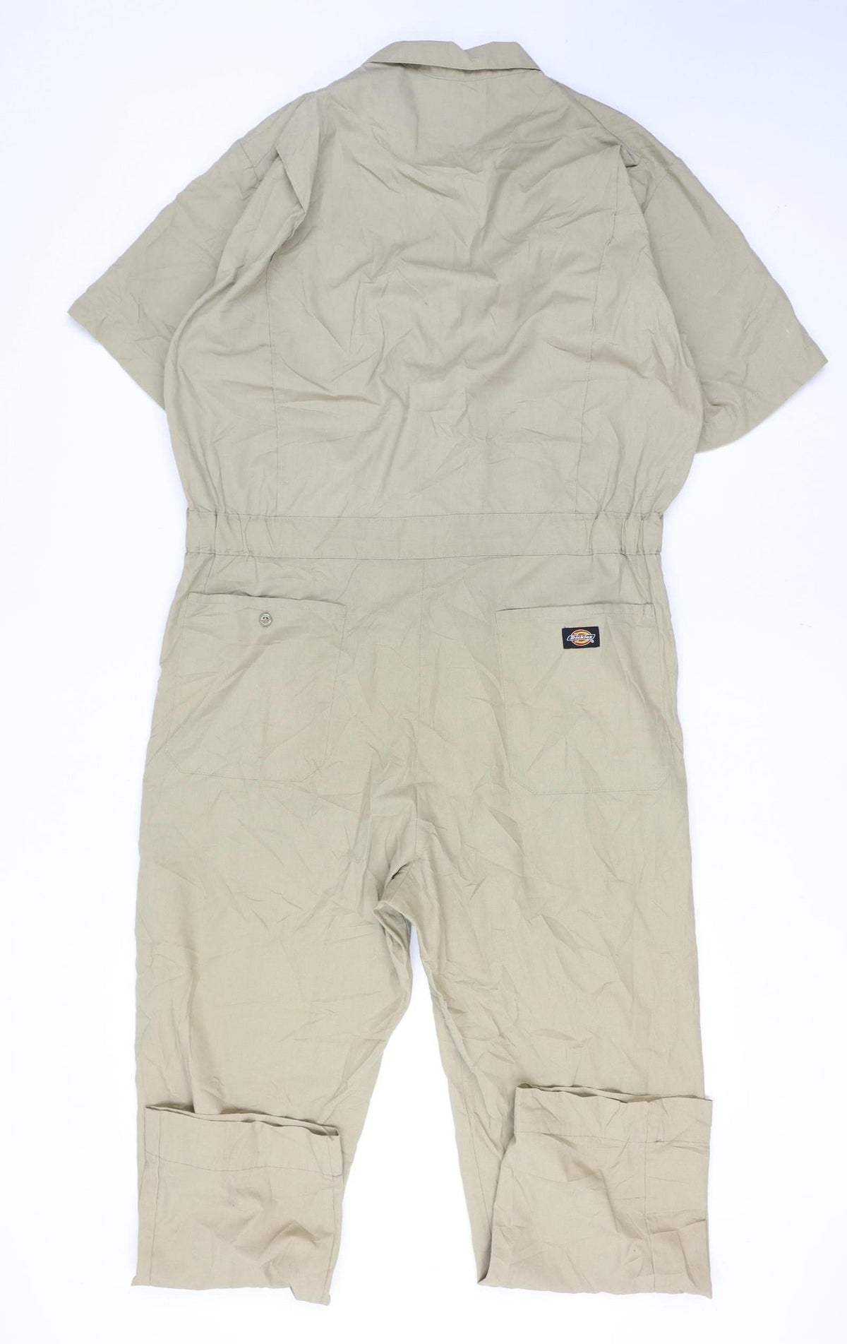 Dickies Men’s Beige L Workwear Coverall Dungarees Logo Zip