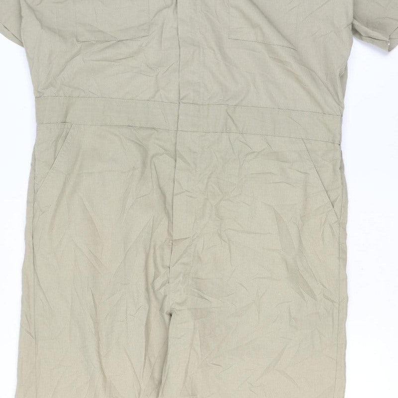 Dickies Men’s Beige L Workwear Coverall Dungarees Logo Zip