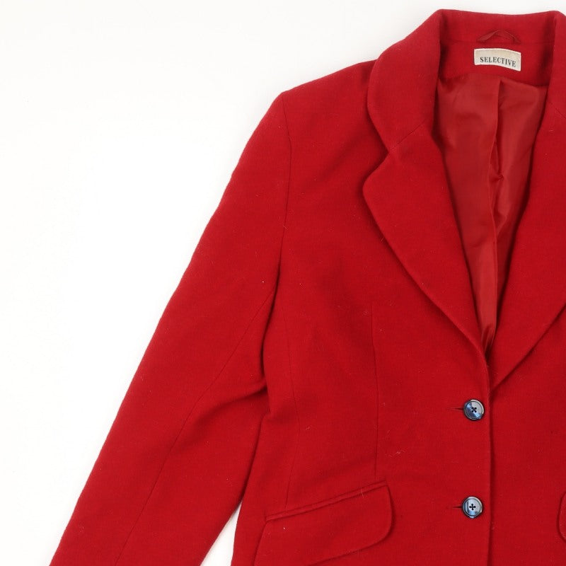 Selective Size 14 Women's Red Wool Cashmere Blend Tailored Blazer 2 Button