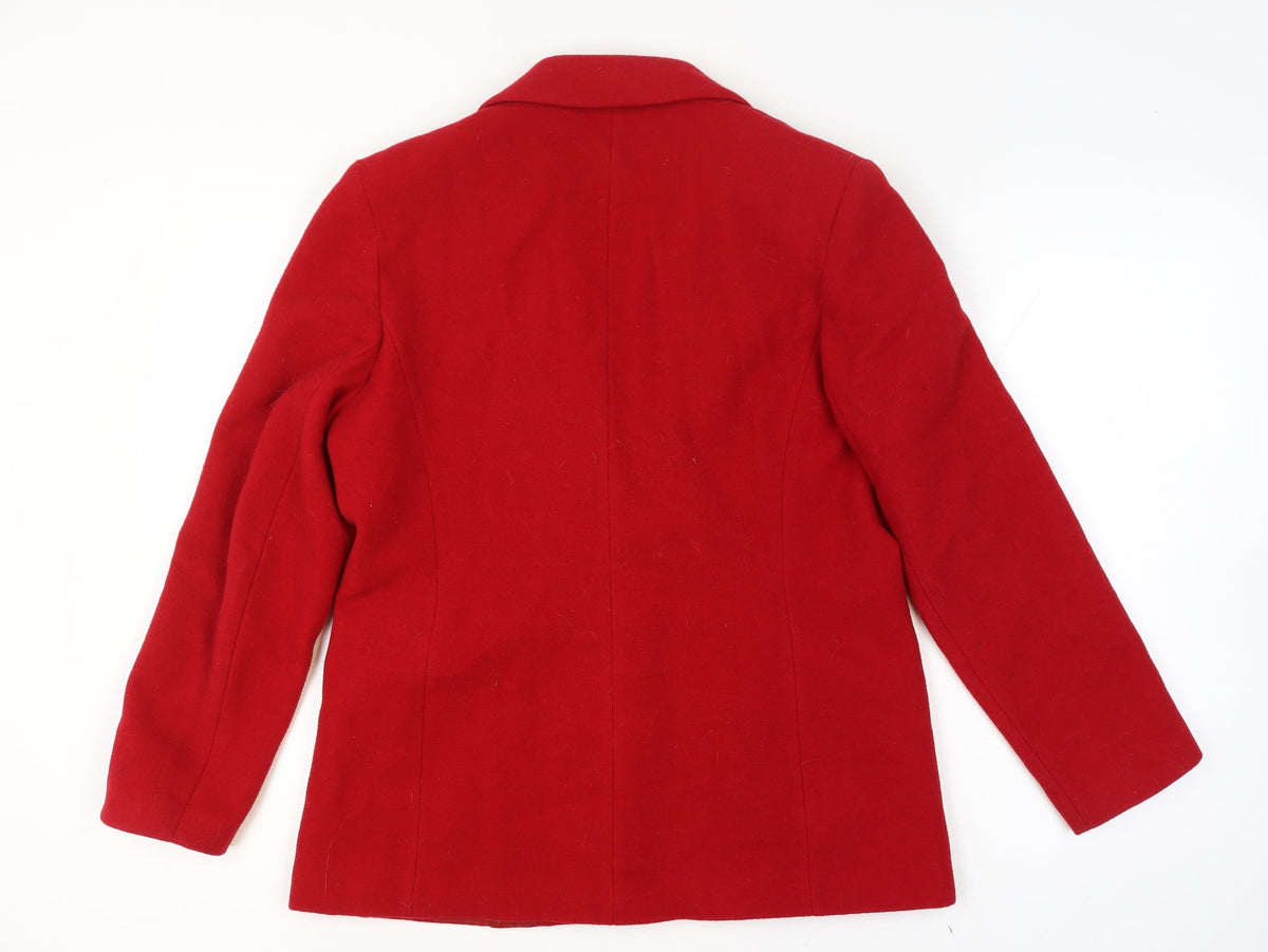 Selective Size 14 Women's Red Wool Cashmere Blend Tailored Blazer 2 Button