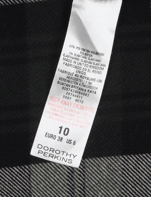 Dorothy Perkins Women Black Check Shift Dress UK 10 3/4 Sleeve
